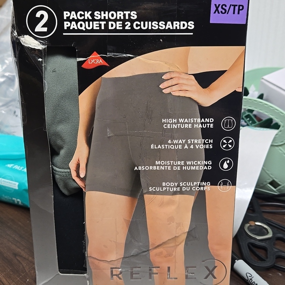 Reflex Size XS Olive and Black 2 Pack of High Waisted Athletic Shorts